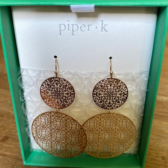 Piper K  Jewelry  Piper K Double Filigree Medallions Drop Earrings 